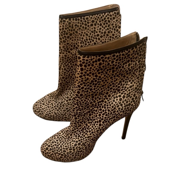 Ann Taylor cheetah/leopard caramel platform cowhide platform booties size 8.5 - Picture 2 of 7
